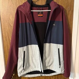 Rip Curl Maroon and Gray Windbreaker